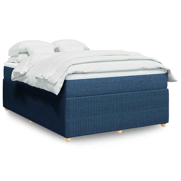 vidaXL Posteľný rám boxspring s matracom modrý 160x200 cm látka