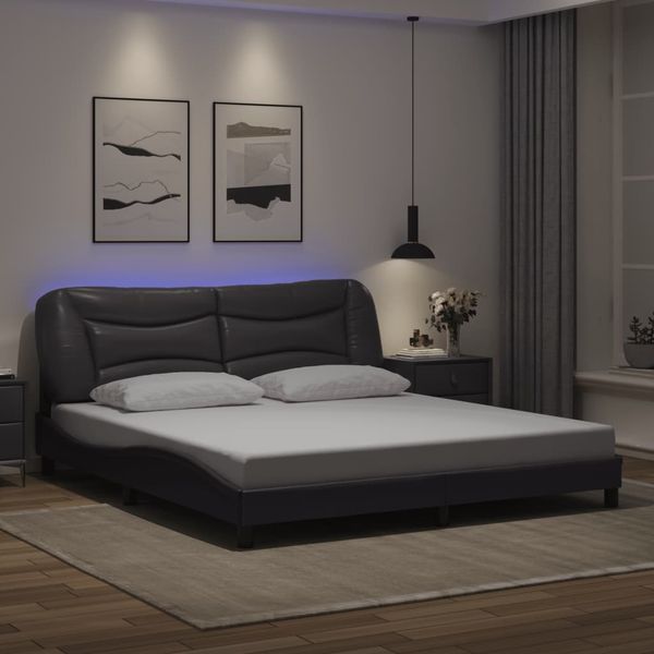 vidaXL Rám postele s LED bez matraca Hvar sivý 180x200 cm