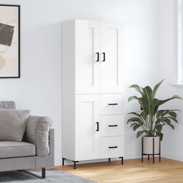 vidaXL Vysoká skrinka lesklá biela 69,5x34x180 cm spracované drevo