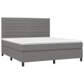 vidaXL Posteľ boxsping s matracom a LED tmavosivá 160x200 cm látka
