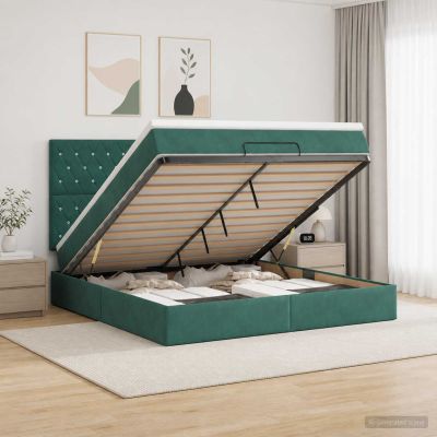 vidaXL Polohovací postel s matrací Tmavozelená 140 x 200 cm Zamat