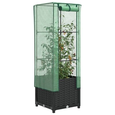 vidaXL Záhon s krytom na skleník ratanový vzhľad 40x40x139 cm