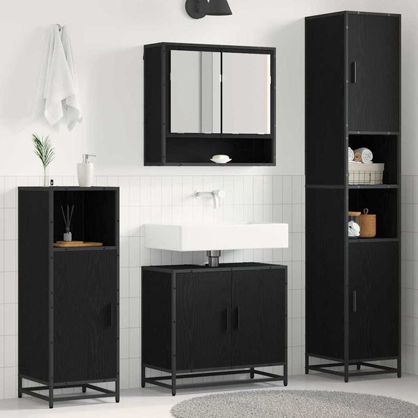 vidaXL Sada kúpeľňového nábytku 3 pcs Čierny dub Kompozitné drevo