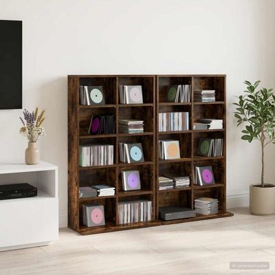vidaXL CD Skrinka 2 ks Dymový dub 65 x 23,5 x 97,5 cm Kompozitné drevo