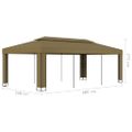 vidaXL Altánok s dvojitou strieškou 3x6 m, sivohnedý 180 g/m²