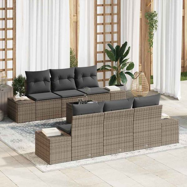 vidaXL Súprava záhradných pohoviek s vankúšom 8 pcs Sivá polyratan