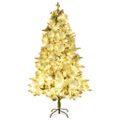 vidaXL Osvetlený vianočný stromček, zasnežený, šišky 225 cm, PVC a PE