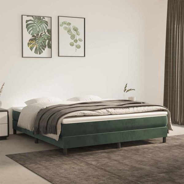 vidaXL Matrac s taštičkovými pružinami stredná tvrdosť tmavozelený 160x210x20 cm zamat