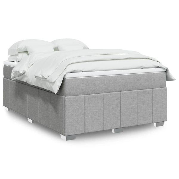 vidaXL Boxspring posteľ s matracom bledosivá 140x200 cm látka