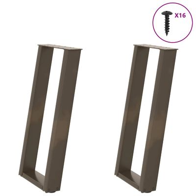 vidaXL Nohy konzolového stolíka v tvare U, 2 ks, prírodná oceľ, 38 x (72-73) cm, oceľ