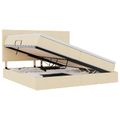 vidaXL Postel s úložným prostorem a matrací Krémová 200 x 200 cm látka