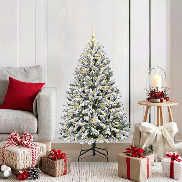 vidaXL Umelý vianočný stromček Zelená a biela 120 cm PVC a kov