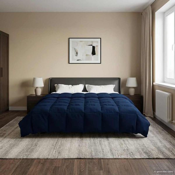 vidaXL Prikrývka na celý rok Tmavomodrá 200 x 240 cm Mikrovlákno