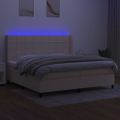 vidaXL Posteľ boxsping s matracom a LED krémová 200x200 cm látka