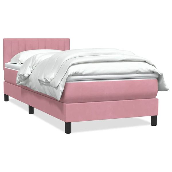 vidaXL Posteľný rám boxsping s matracom ružový 90x210 cm zamat