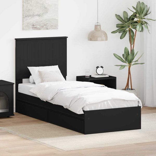 vidaXL Úložná posteľ so zásuvkou Čierna 75 x 190 cm Kompozitné drevo
