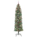 vidaXL Umelý chudý vianočný strom Zelená a biela 240 cm
