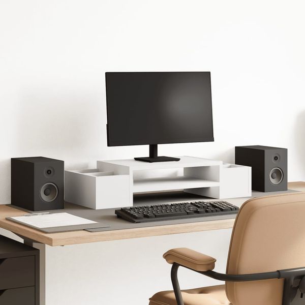 vidaXL Stojan na monitor s policou biely 50x27x15 cm kompozitné drevo