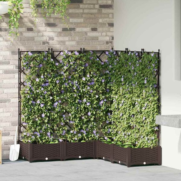 vidaXL Záhradný kvetináč 5 pcs Hnedá 120 x 120 x 125,5 cm Plast