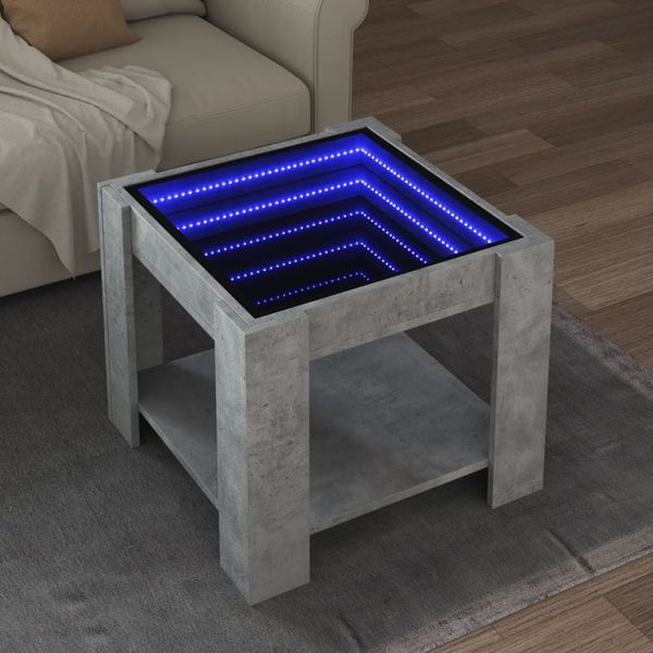 vidaXL Konferenčný stolík s LED betónový 53x53x45 cm kompozitné drevo