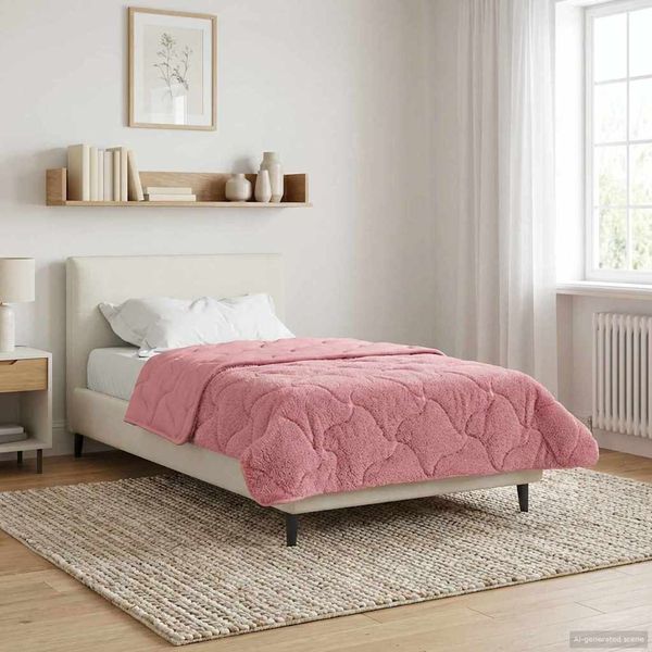 vidaXL Letná prikrývka Ružová 140 x 220 cm Mikrofáza a Teddy fleece