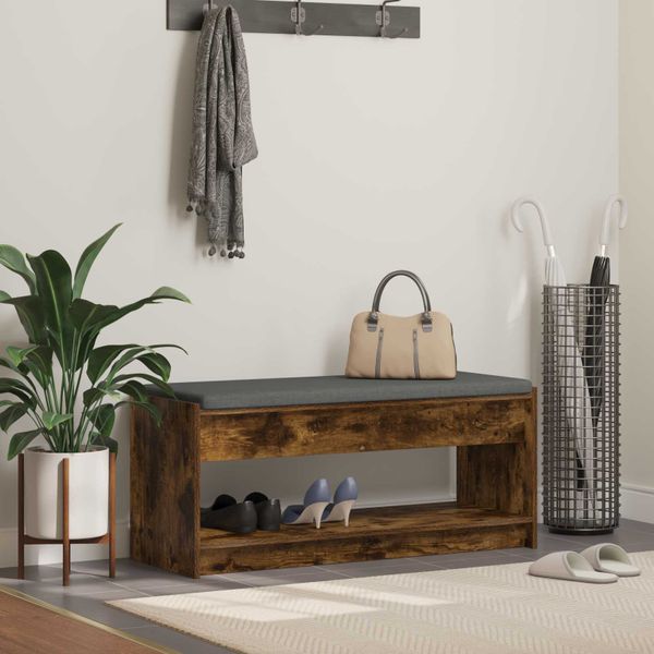 vidaXL Predsieňová lavica s vankúšom Údený Dub 103 x 38 x 45 cm