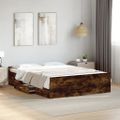vidaXL Posteľný rám so zásuvkami dymový dub 140x190cm kompozitné drevo