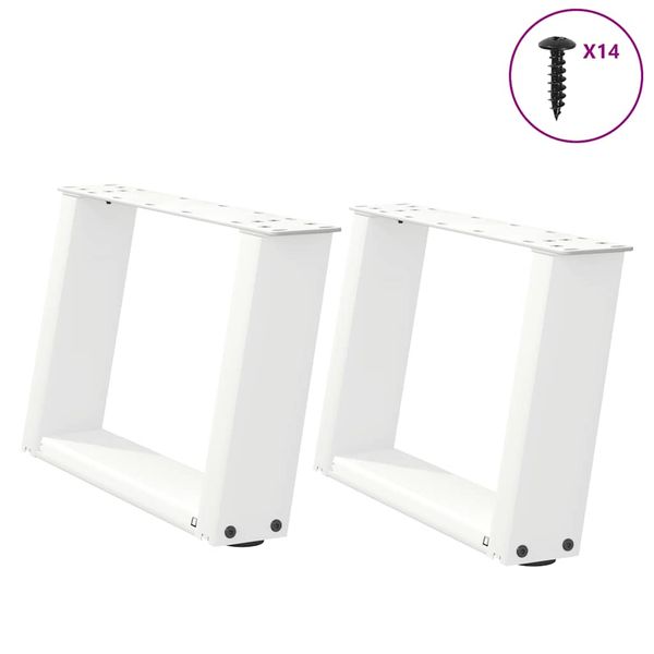 vidaXL Nohy konferenčného stolíka v tvare U, 2 ks, biele, 50 x (30-31) cm, oceľové