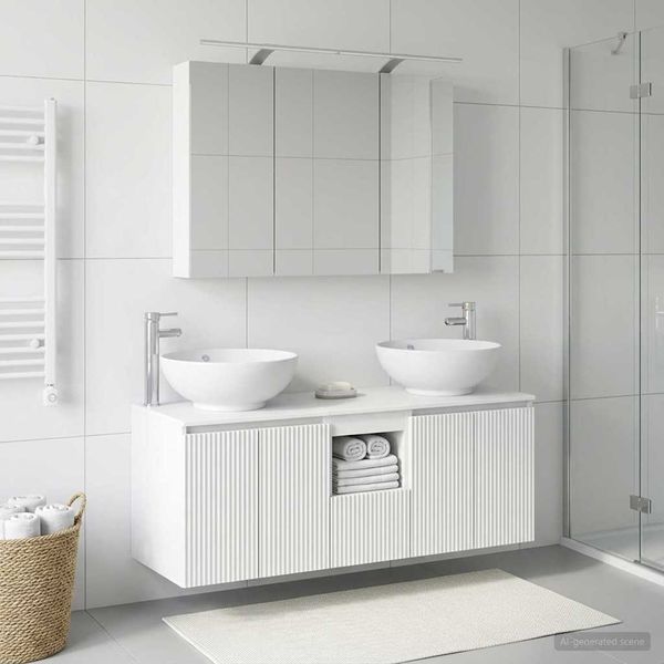 vidaXL Set kabinetov do kúpeľne 4 pcs Biela Kompozitné drevo