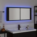 vidaXL Zrkadlový kabinet s LED Čierny dub 100 x 12 x 45 cm