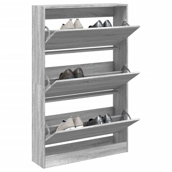 vidaXL Botník sivý dub sonoma 80x21x125,5 cm spracované drevo