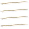 vidaXL Plávajúce nástenné police 4 ks dub a biele 120x23,5x3,8 cm MDF
