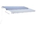 vidaXL Ručne zaťahovacia markíza s LED 350x250 cm modrá a biela