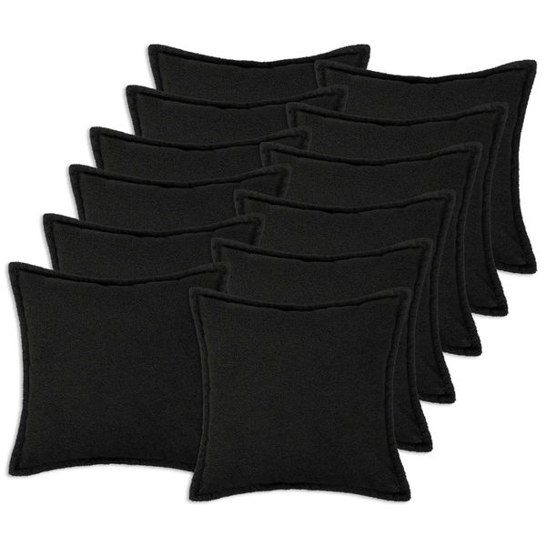 vidaXL Poťah na podložku 12 pcs HOUTEN Čierna 50 x 50 cm Bouclé