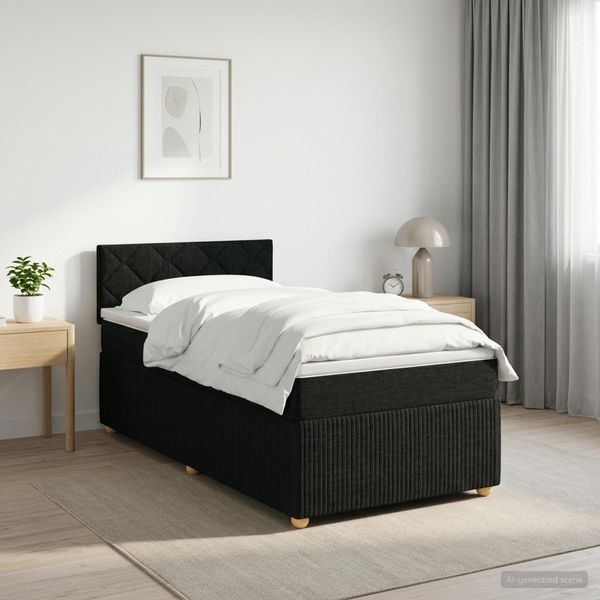 vidaXL Posteľ boxspring s matracom Čierna 80 x 200 cm Látka