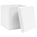 vidaXL Úložné boxy s vekom 10 ks, biele 32x32x32 cm, látka