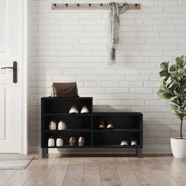 vidaXL Botník čierny 102x36x60 cm spracované drevo