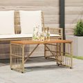 vidaXL Vonkajší stôl Prírodná 80 x 40 x 40 cm Oceľ a poly ratan