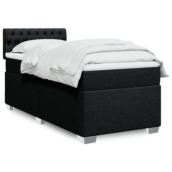vidaXL Posteľný rám boxspring s matracom čierny 80x200 cm látka