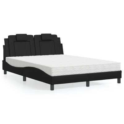 vidaXL Posteľ Viana s matracom čierna 120x200 cm umelá koža