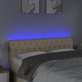 vidaXL Čelo postele s LED krémové 160x7x78/88 cm látka