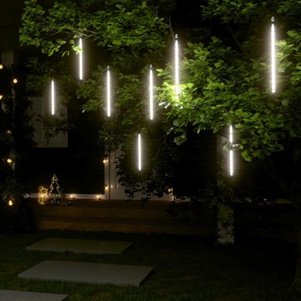vidaXL Svetlá meteor 8ks 30cm studené biele 192 LED vnútorné vonkajšie