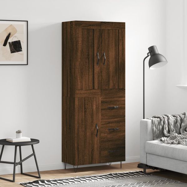 vidaXL Vysoká skrinka hnedý dub 69,5x34x180 cm spracované drevo