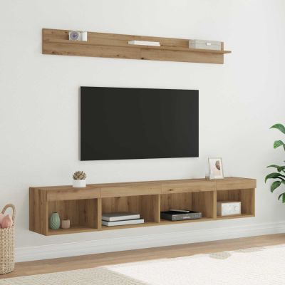 vidaXL Sada nástenného kabinetu na TV s LED 5 pcs Remeselný dub