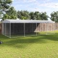 vidaXL Vonkajšia voliéra pre psy so strechou 7,6x3,8x2,3 m