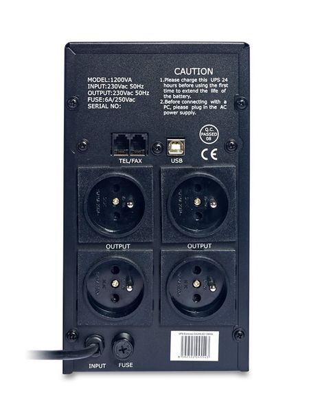 EUROCASE záložní zdroj EA200LED 1200VA, 1200VA, USB, RJ11, line interactive Záložní zdroj, 1200VA, line interactive