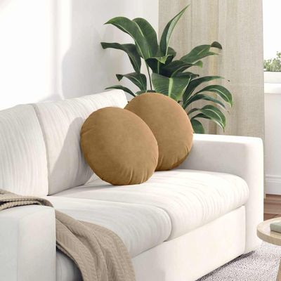 vidaXL Vankúše na sedenie 2 pcs Hnedá Ø 40 x 13 cm Zamat