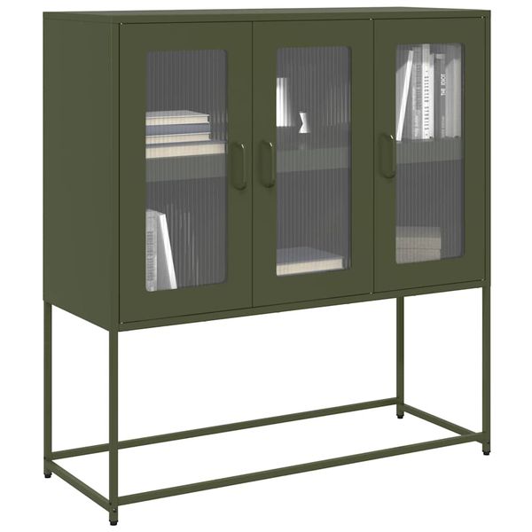 vidaXL Komoda olivovozelená 100,5x39x107 cm oceľ valcovaná za studena