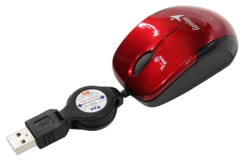 GENIUS Micro Traveler V2/ drátová/ 1200 dpi/ USB/ červená