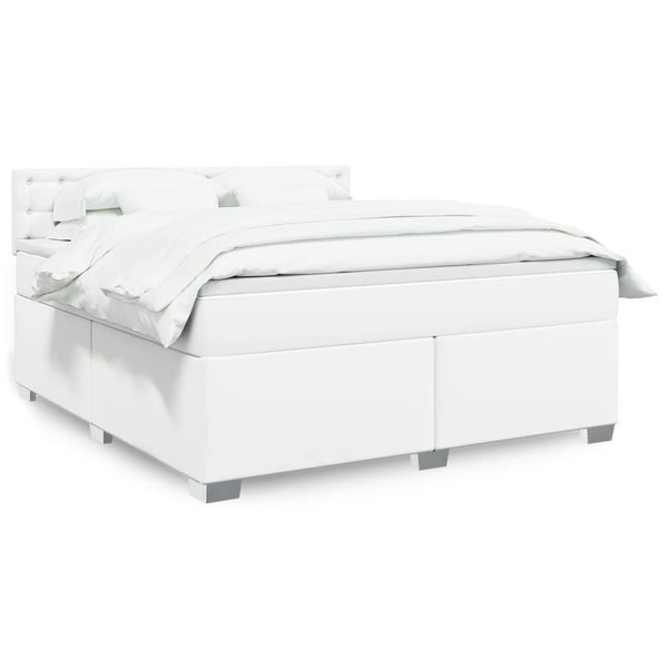 vidaXL Boxspring posteľ s matracom biela 180x200 cm umelá koža